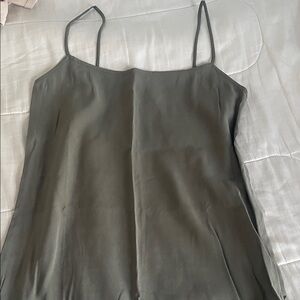 Calvin Klein Spaghetti Strap Satin Cami Maxi Dress - Olive Green